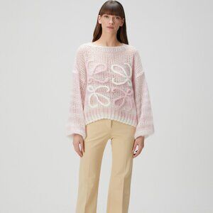 Loewe Pink & White Logo Detailed Wool Knitwear